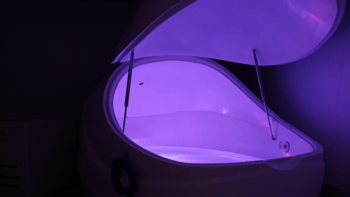 Purple Sensory Deprivation Tank In Darkness